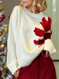 Christmas color-blocked crew neck sweater