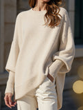 Crew neck pullover loose-fitting casual knit sweater