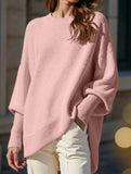 Crew neck pullover loose-fitting casual knit sweater