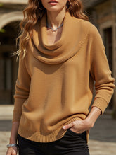 Solid color long-sleeved top sweater
