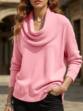 Solid color long-sleeved top sweater