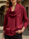 Solid color long-sleeved top sweater
