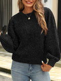 Sparkling silk puff sleeve sweater