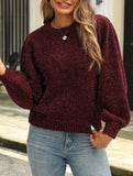 Sparkling silk puff sleeve sweater