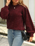 Sparkling silk puff sleeve sweater