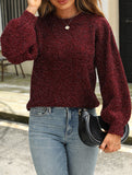 Sparkling silk puff sleeve sweater
