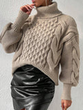 Cable knit solid color loose sweater