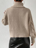 Cable knit solid color loose sweater