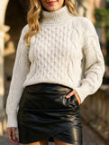 Cable knit solid color loose sweater