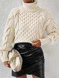 Cable knit solid color loose sweater