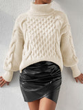 Cable knit solid color loose sweater