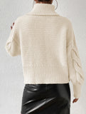 Cable knit solid color loose sweater