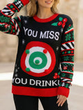 Stylish round neck loose long-sleeved knit sweater