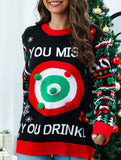 Stylish round neck loose long-sleeved knit sweater