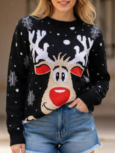 Christmas reindeer jacquard knit sweater