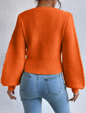 Fashionable solid color square neck knit sweater