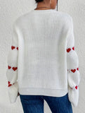 Solid color loose heart jacquard knit sweater