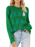 Casual Christmas Tree Jacquard Knitwear
