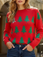 Casual Christmas Tree Jacquard Knitwear