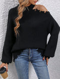 Loose-fitting off-shoulder crew neck sweater