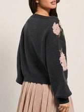 Casual long-sleeved jacquard ribbed sweater