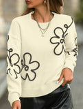 Stylish round neck jacquard knit sweater