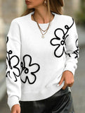 Stylish round neck jacquard knit sweater