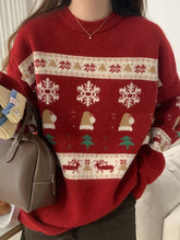 Christmas round neck casual loose knit sweater