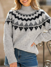 Retro-style lazy pullover knit sweater