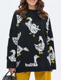 Cute duck print sweater_CWOSWL08992