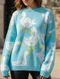Cute duck print sweater_CWOSWL08992