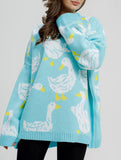 Cute duck print sweater_CWOSWL08992
