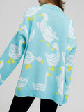 Cute duck print sweater_CWOSWL08992