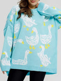 Cute duck print sweater_CWOSWL08992