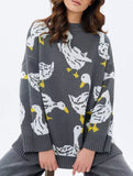 Cute duck print sweater_CWOSWL08992