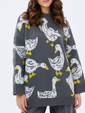 Cute duck print sweater_CWOSWL08992