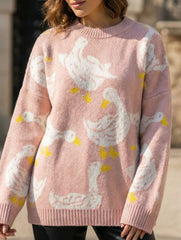 Cute duck print sweater_CWOSWL08992