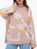 Cute duck print sweater_CWOSWL08992