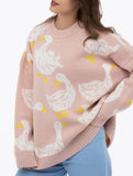 Cute duck print sweater_CWOSWL08992