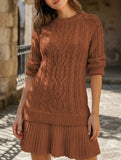 Cable Knit Chiffon Patchwork Mini Dress