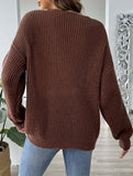 Colorblock Deep V Loose Knit Sweater