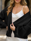 Lantern Sleeve Short Knit Cardigan