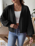 Lantern Sleeve Short Knit Cardigan