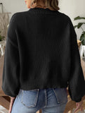 Lantern Sleeve Short Knit Cardigan