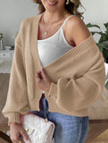 Lantern Sleeve Short Knit Cardigan