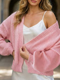 Lantern Sleeve Short Knit Cardigan