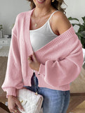 Lantern Sleeve Short Knit Cardigan