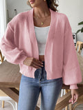 Lantern Sleeve Short Knit Cardigan