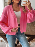 Lantern Sleeve Short Knit Cardigan