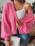 Lantern Sleeve Short Knit Cardigan